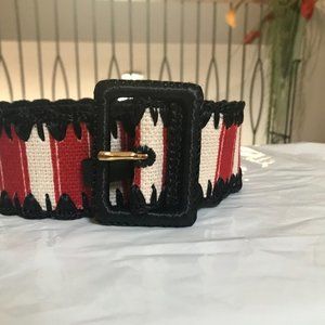 Red Dolce & Gabbana Wide Raffia Woven belt